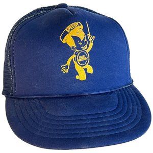 Vintage Speedy Alka Seltzer Hat Snapback Mesh Foam Logo Mascot Trucker Blue